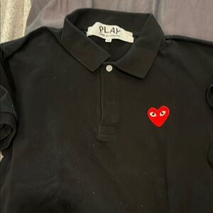 Comme des Garcons Black and Red Polo Shirt with Heart Logo